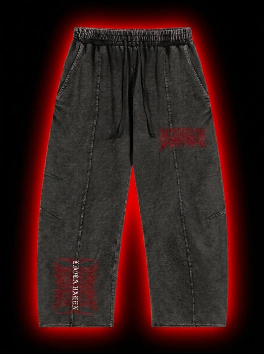 Snow Wash Drawstring Cotton Pants