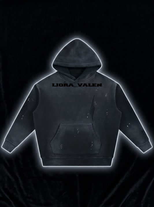 Vintage Washed Frayed Fleece Hoodie