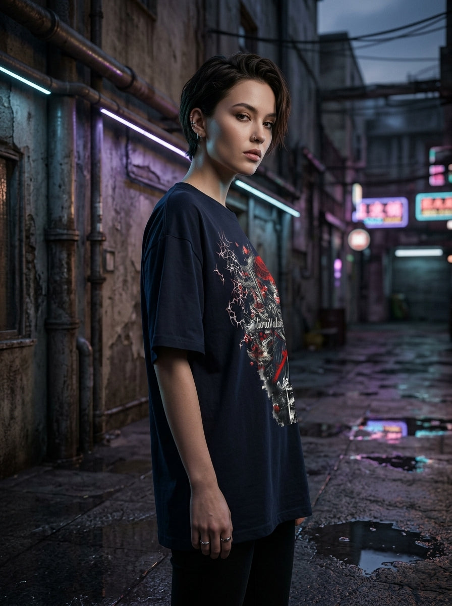 Crimson Abyss -Unisex Oversized Cotton T-Shirt