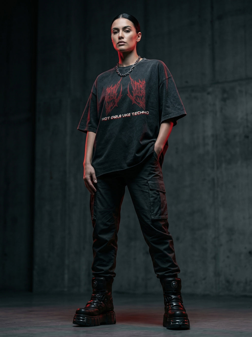 Rave Sigil - Raw Edge Snow Washed Boxy T-Shirt